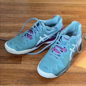 ASICS Gel-Resolution Teal and Purple Tennis Shoes for Hard Court Size 8.5